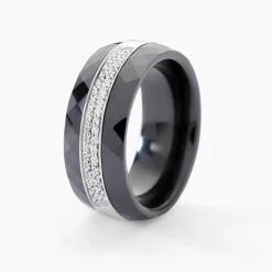 Bague Ceramik Design Argent Blanc Oxyde De Zirconium Et Céramique-Histoire d'Or Discount