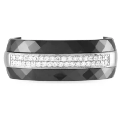 Bague Ceramik Design Argent Blanc Oxyde De Zirconium Et Céramique-Histoire d'Or Discount
