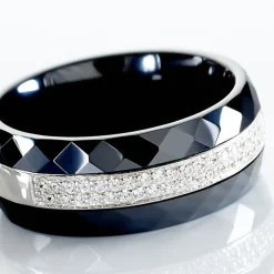 Bague Ceramik Design Argent Blanc Oxyde De Zirconium Et Céramique-Histoire d'Or Discount