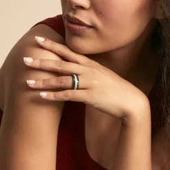 Bague Ceramik Design Argent Blanc Oxyde De Zirconium Et Céramique-Histoire d'Or Discount