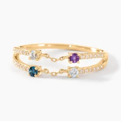 Bague Chaîne Universe Or Jaune Améthyste Topaze-Histoire d'Or Discount