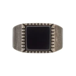 Bague Chevalière Acier Vieillit Haris Agate-Histoire d'Or Best