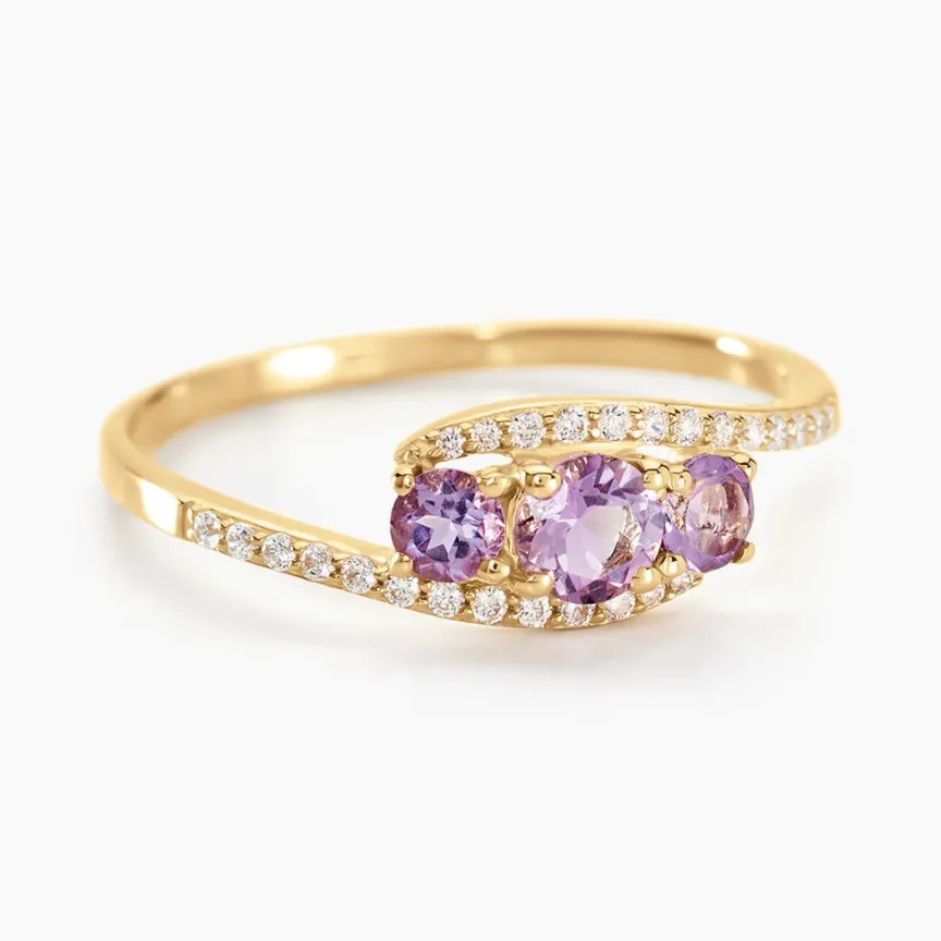 Bague Chloe Or Jaune Amethyste Et Oxyde De Zirconium-Histoire d'Or Online