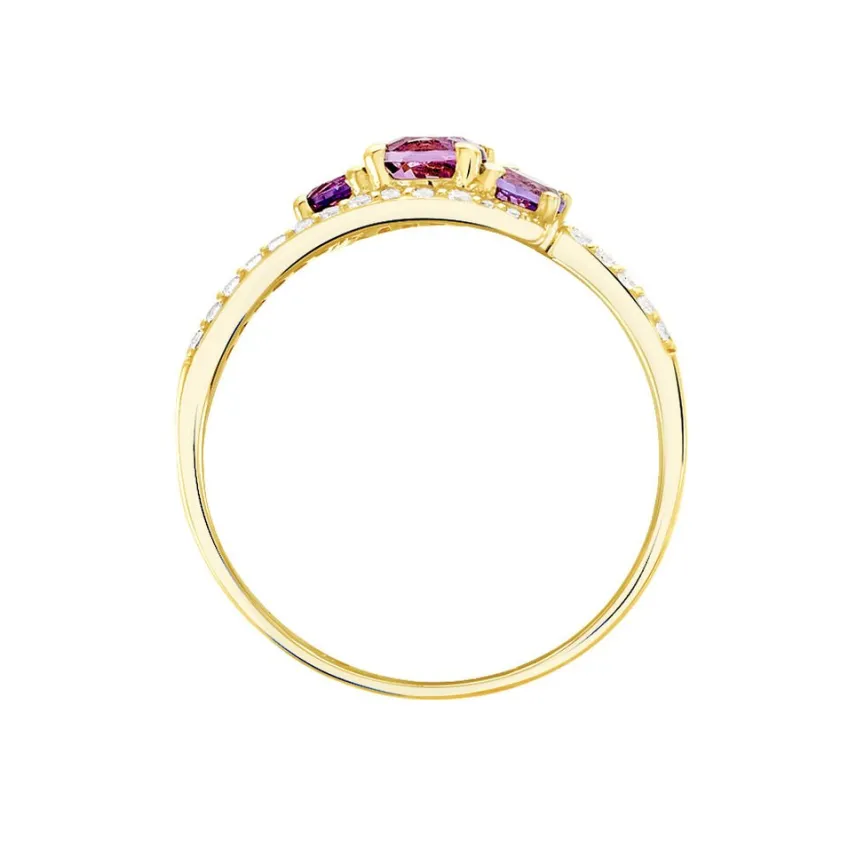 Bague Chloe Or Jaune Amethyste Et Oxyde De Zirconium-Histoire d'Or Online