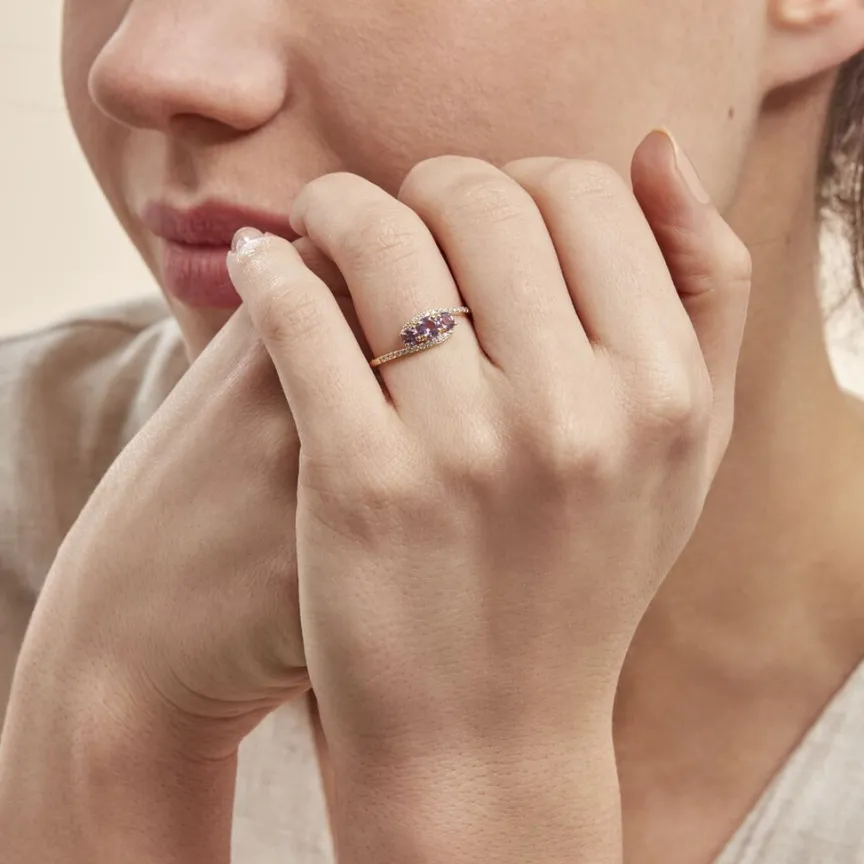 Bague Chloe Or Jaune Amethyste Et Oxyde De Zirconium-Histoire d'Or Online
