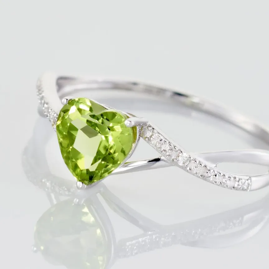 Bague Clothilde Or Blanc Peridot Et Oxyde-Histoire d'Or Discount