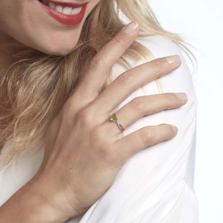 Bague Clothilde Or Blanc Peridot Et Oxyde-Histoire d'Or Discount