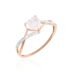 Histoire d'Or Bague Clothilde Or Rose Quartz Et Oxyde