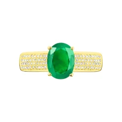 Bague Crista Or Jaune Emeraude Et Diamant-Histoire d'Or New