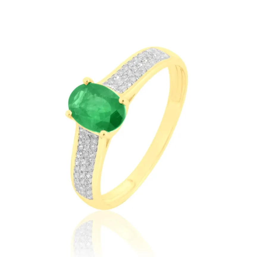 Bague Crista Or Jaune Emeraude Et Diamant-Histoire d'Or Discount