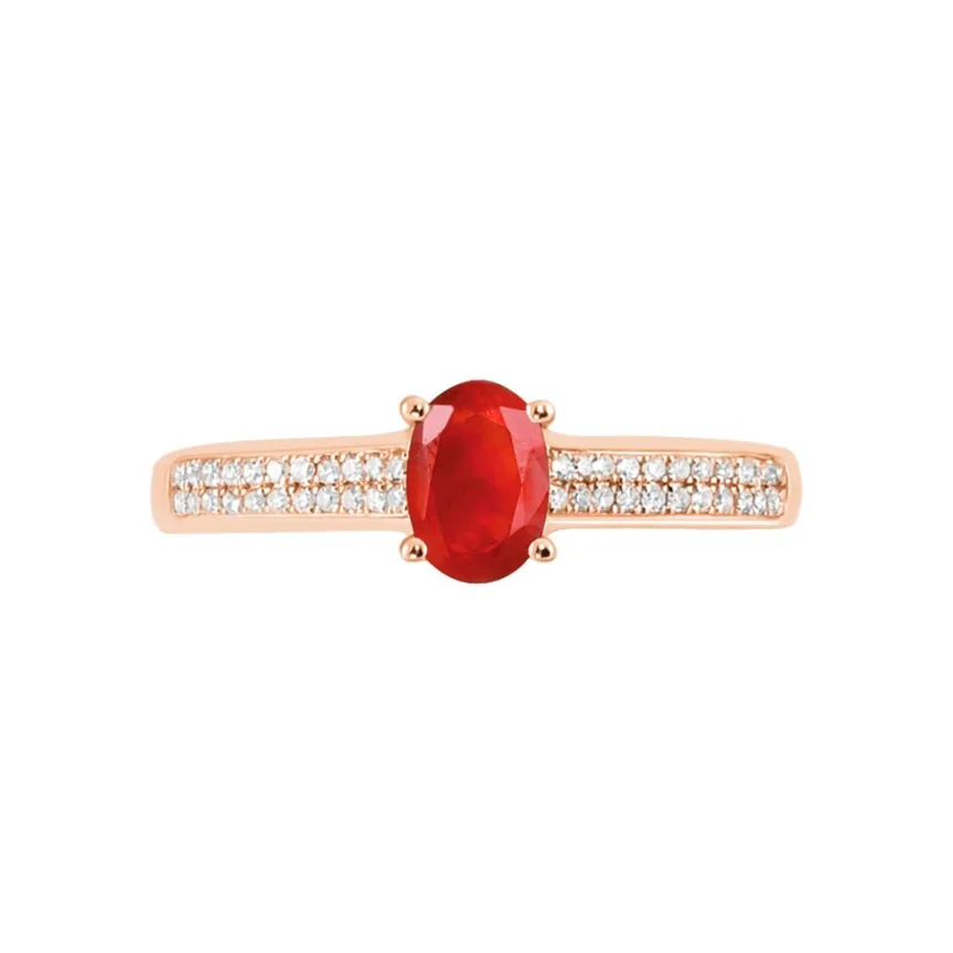 Bague Crista Or Rose Rubis Et Diamant-Histoire d'Or New