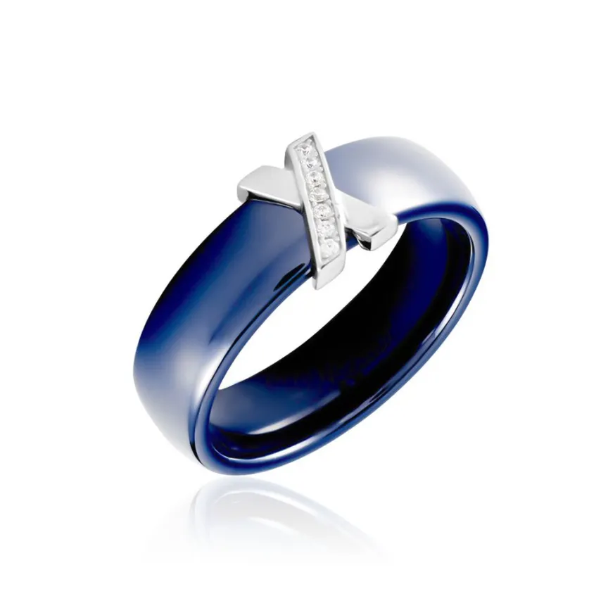 Bague Cronos Argent Blanc Céramique Oxyde-Histoire d'Or New