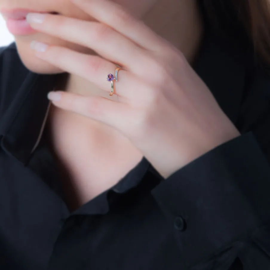 Histoire d'Or Bague Eva Or Jaune Amethyste Et Diamant