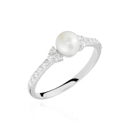 Bague Florenty Argent Blanc Perle De Culture Et Oxyde De Zirconium-Histoire d'Or Discount