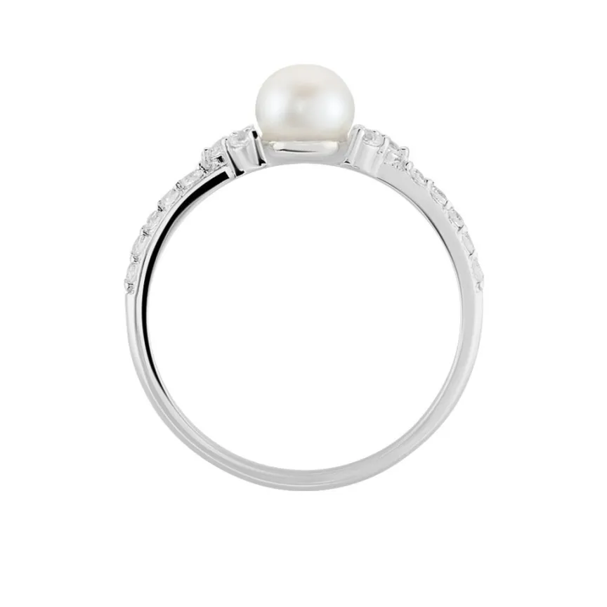 Bague Florenty Argent Blanc Perle De Culture Et Oxyde De Zirconium-Histoire d'Or Discount