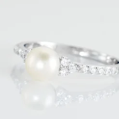 Bague Florenty Argent Blanc Perle De Culture Et Oxyde De Zirconium-Histoire d'Or Discount