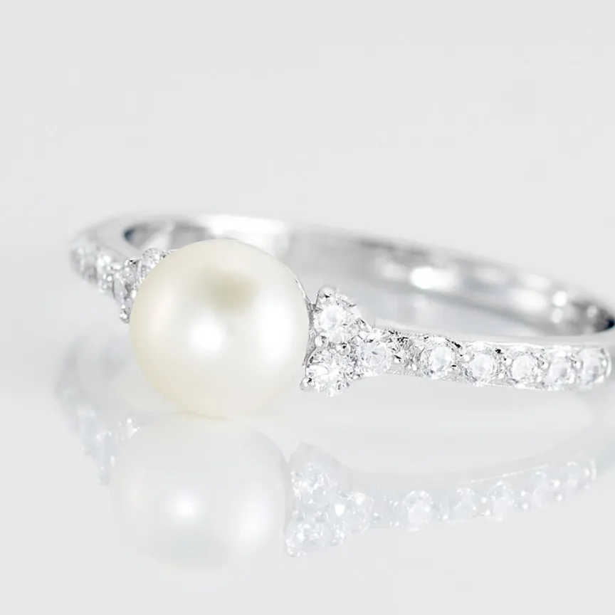 Bague Florenty Argent Blanc Perle De Culture Et Oxyde De Zirconium-Histoire d'Or Discount