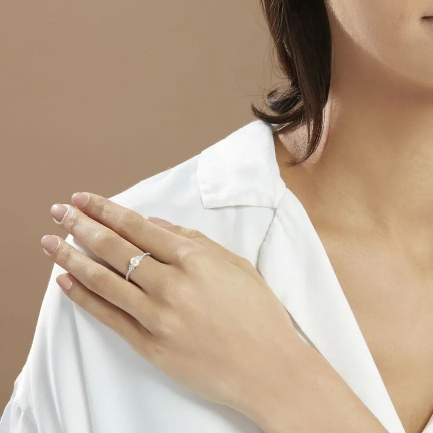 Bague Florenty Argent Blanc Perle De Culture Et Oxyde De Zirconium-Histoire d'Or Discount