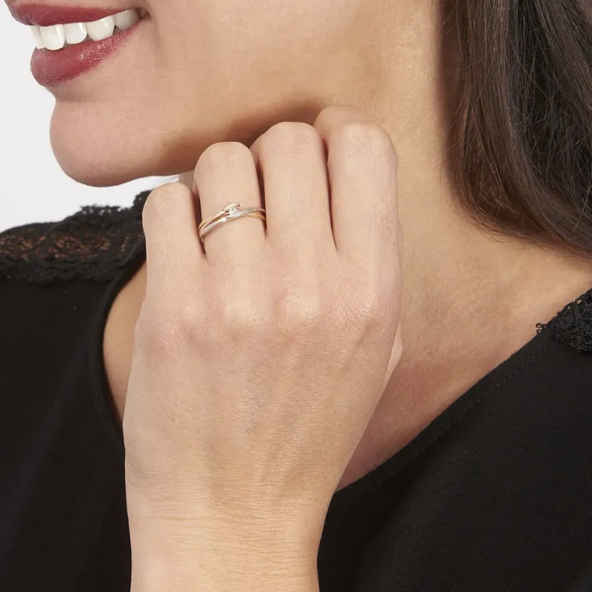 Bague Giusta Or Tricolore Diamant-Histoire d'Or Outlet