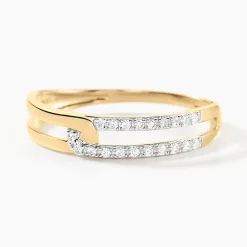 Bague Graphic Lines Or Jaune Oxyde De Zirconium-Histoire d'Or Outlet