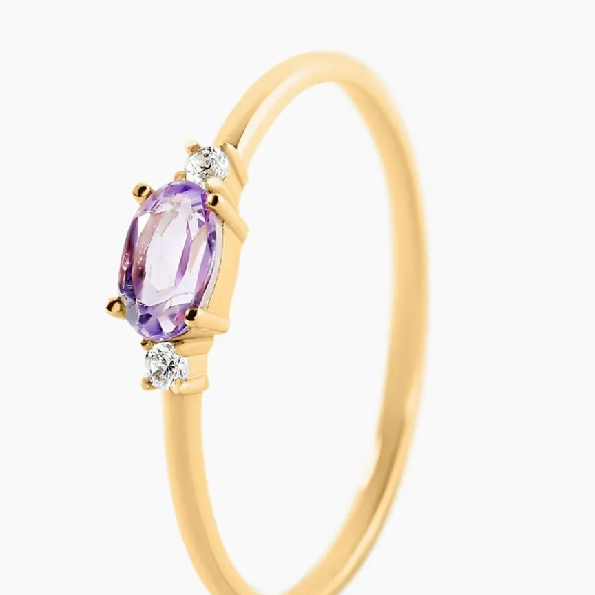 Bague Jardin Secret Or Jaune Améthyste Oxyde De Zirconium-Histoire d'Or Hot