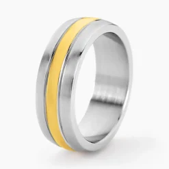 Bague John Acier Bicolore Plaque Or Jaune-Histoire d'Or Outlet