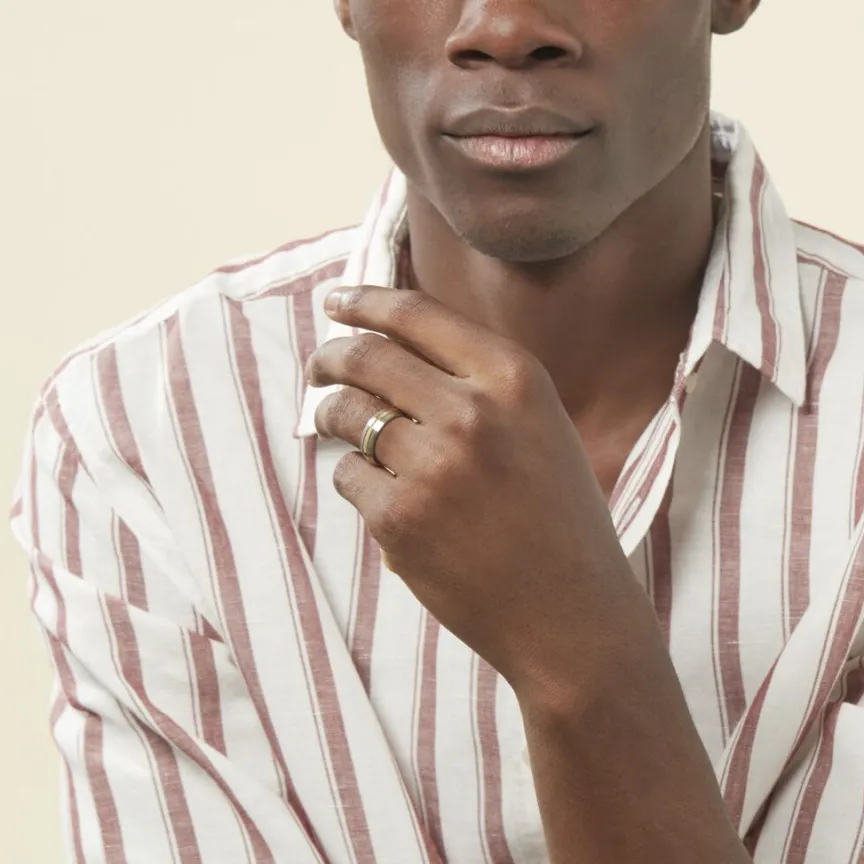 Bague John Acier Bicolore Plaque Or Jaune-Histoire d'Or Outlet