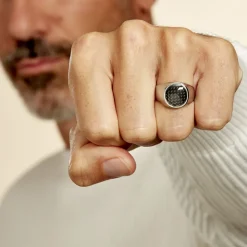 JOURDAN Bague Homme Arecibo Acier Blanc Carbone