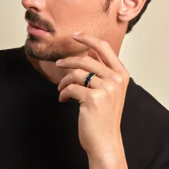 JOURDAN Bague Oahu Acier Blanc Et Noir