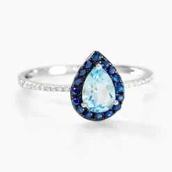 Bague Kenza Or Blanc Topaze Et Saphir Et Diamant-Histoire d'Or Discount