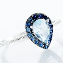 Bague Kenza Or Blanc Topaze Et Saphir Et Diamant-Histoire d'Or Discount