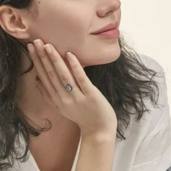 Bague Kenza Or Blanc Topaze Et Saphir Et Diamant-Histoire d'Or Discount