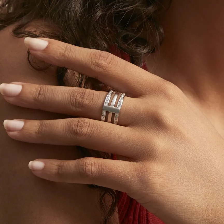 Bague Kirsten Argent Blanc Oxyde De Zirconium-Histoire d'Or Clearance