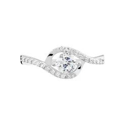 Bague Lines Argent Blanc Oxyde De Zirconium-Histoire d'Or Discount