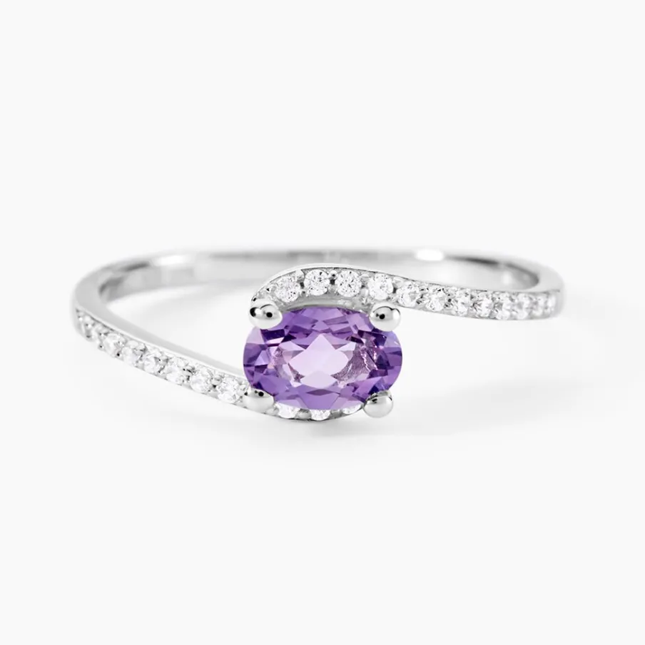 Histoire d'Or Bague Loriane Or Blanc Amethyste Et Oxyde De Zirconium