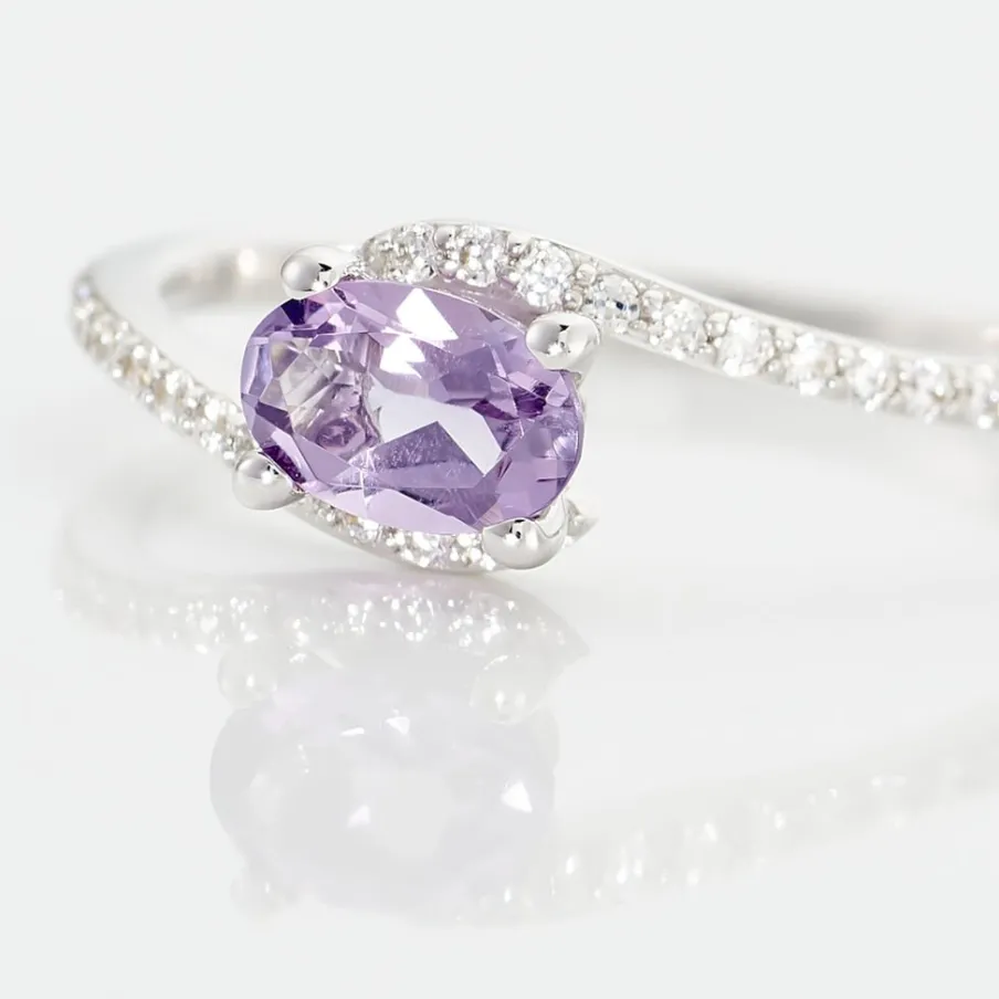 Histoire d'Or Bague Loriane Or Blanc Amethyste Et Oxyde De Zirconium