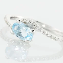 Histoire d'Or Bague Loriane Or Blanc Topaze Et Oxyde De Zirconium