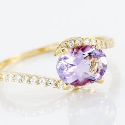 Histoire d'Or Bague Loriane Or Jaune Amethyste Et Oxyde De Zirconium