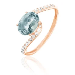 Bague Loriane Or Rose Aigue Marine Et Diamant-Histoire d'Or Sale