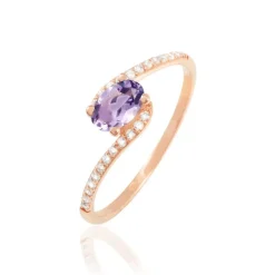 Bague Loriane Or Rose Amethyste Et Oxyde De Zirconium-Histoire d'Or