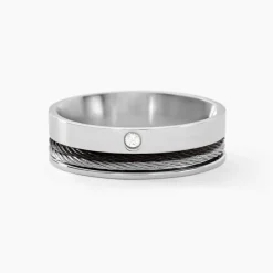 Bague Madine Acier Blanc Diamant-JOURDAN Hot