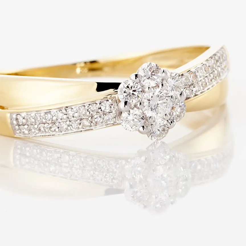 Bague Magnolia Croisee Or Jaune Diamant-Histoire d'Or New