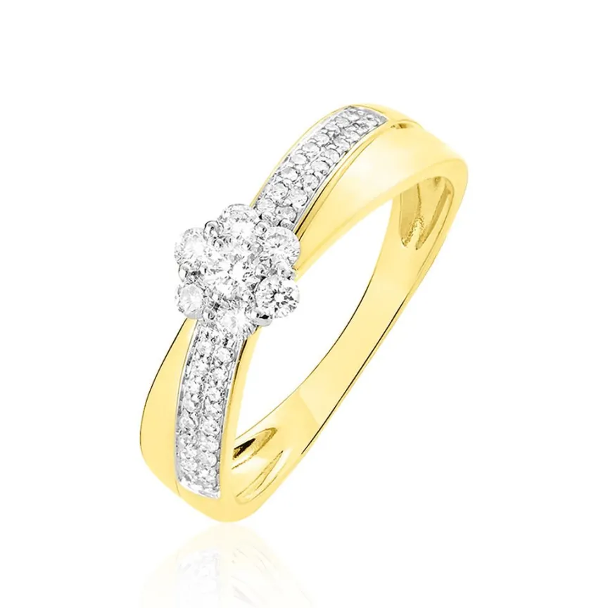 Bague Magnolia Croisee Or Jaune Diamant-Histoire d'Or Outlet