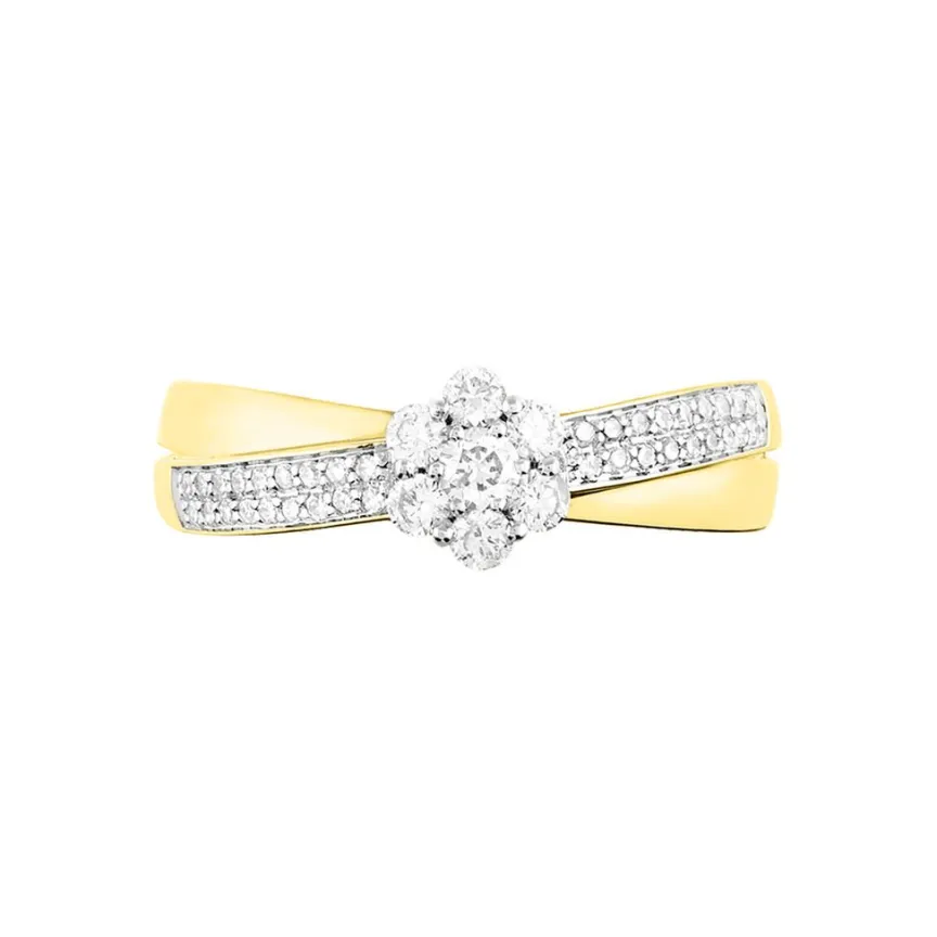 Bague Magnolia Croisee Or Jaune Diamant-Histoire d'Or Outlet