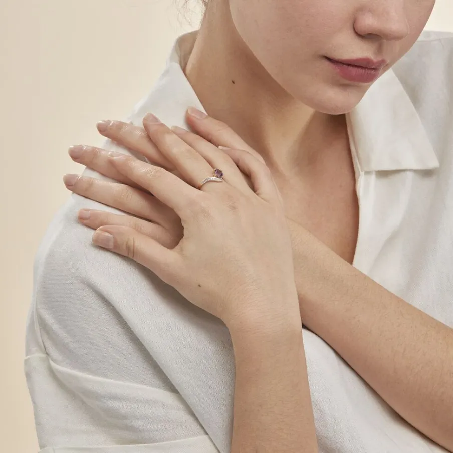 Histoire d'Or Bague Maria-serena Or Jaune Amethyste Et Oxyde De Zirconium