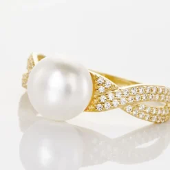 Bague Maria-theresa Or Jaune Perle De Culture Et Oxyde De Zirconium-Histoire d'Or Online