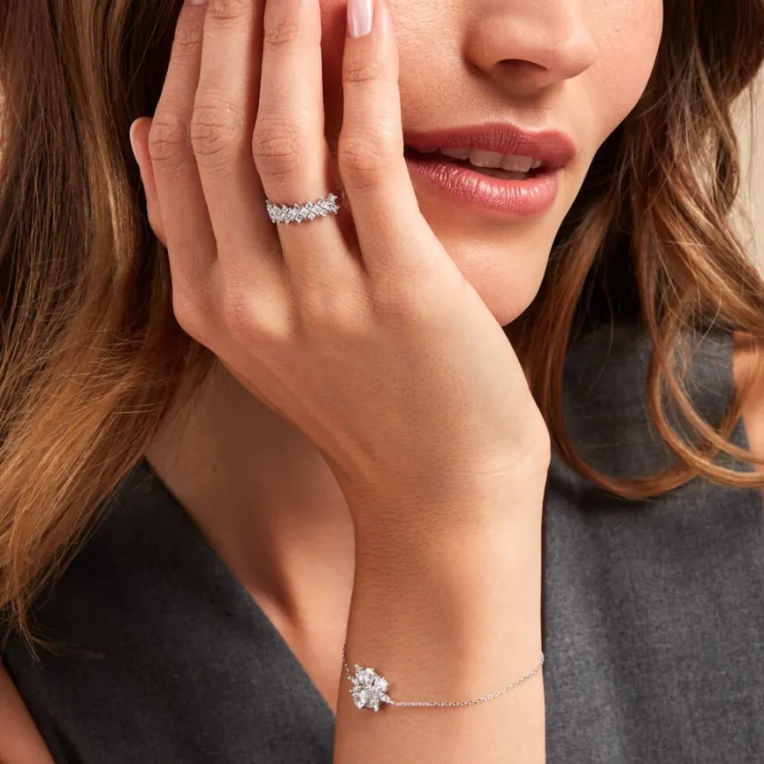 Bague Marquis Or Blanc Oxyde De Zirconium-Histoire d'Or