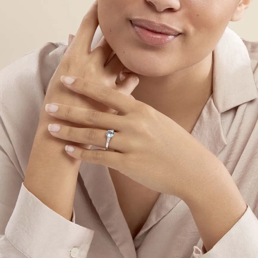 Bague Maysara Or Blanc Topaze Et Oxyde De Zirconium-Histoire d'Or Outlet