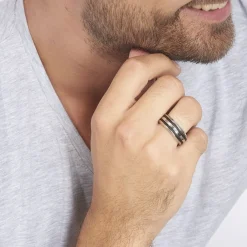 Bague Men's Steel Acier Blanc-Histoire d'Or Hot