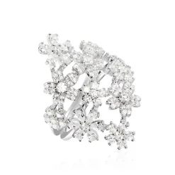 Bague Midnight Flower Argent Blanc Oxyde De Zirconium-Histoire d'Or Discount